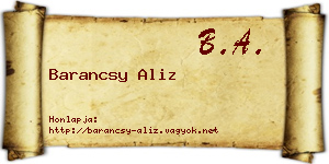 Barancsy Aliz névjegykártya